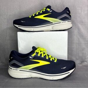Brooks Ghost 15 Men’s Running Shoes Navy Neon Yellow Size 11